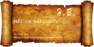 Héra Belizár névjegykártya
